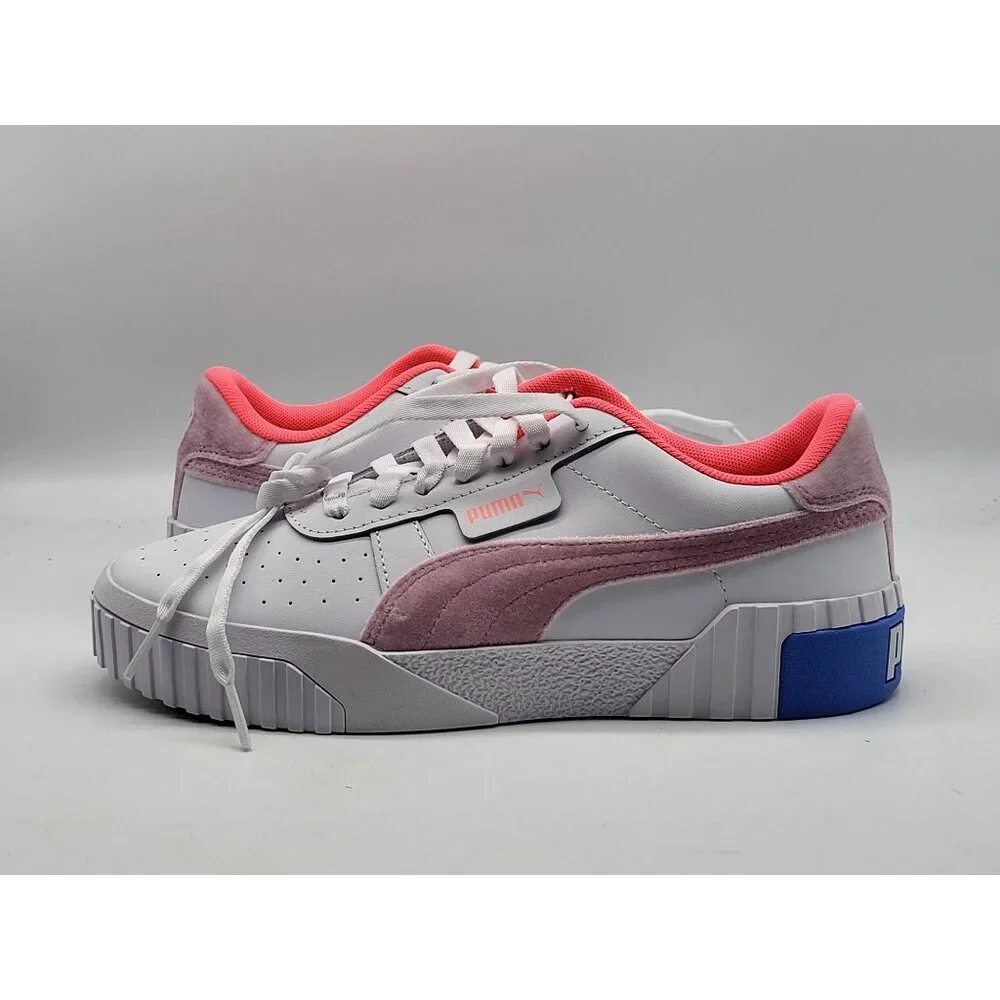 Puma Cali Women's 6.5 White‎ Pink Leather Platform Sneakers 387780-01